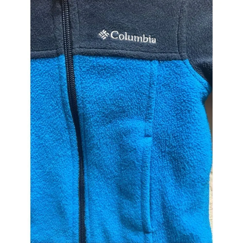 Columbia 2 Tone Blue Full Zip Up Fleece Baby Size 6-12 Month Infant Fleece Zip U